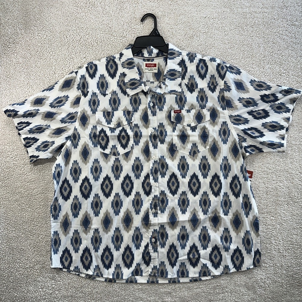 NWT 3XL Wrangler Plaid Premium Button SS Shirt Cowboy Wash For Softness 5Star